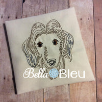 Afghan Hound Dog machine embroidery Beautiful Colorwork Redwork Quick Stitch design