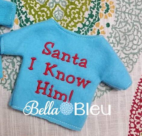 ITH In the hoop Big Plush Elf "Santa I know Him" Sweater shirt embroidery design