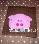 Pig #2 Towel Topper Peeker machine applique embroidery design