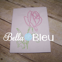 Beautiful Rose #1 machine embroidery design Colorwork Redwork Quick Stitch