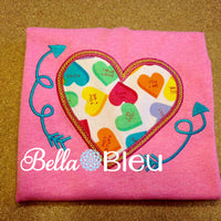Applique Valentine Heart With Arrow Machine Embroidery Design