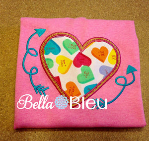 Applique Valentine Heart With Arrow Machine Embroidery Design