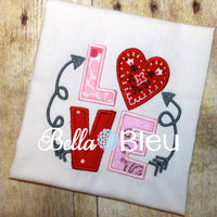 Love Valentine and Arrows Applique Machine Embroidery Design