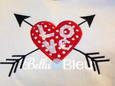 Applique Valentine Heart With Arrow Machine Embroidery Design