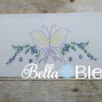 Retro Butterfly & Flowers Pillowcase machine embroidery design