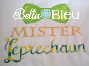 Boys Mister Leprechaun with Bow tie Machine Applique Embroidery Design