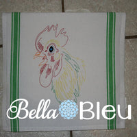 Rooster #9 Machine Embroidery Colorwork design