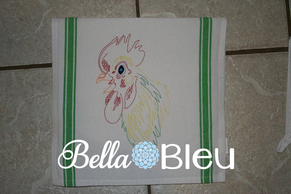 Rooster #9 Machine Embroidery Colorwork design