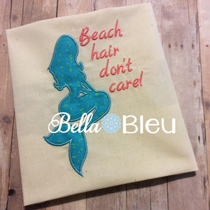 Mermaid Beach hair don't care Applique Embroidery Design nautical