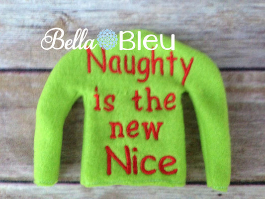 ITH Elf Sweater Naughty is the New Nice Shirt Embroidery Design
