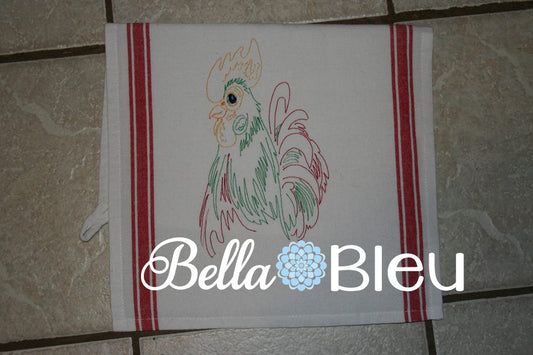 Rooster #7 Machine Embroidery Colorwork Design