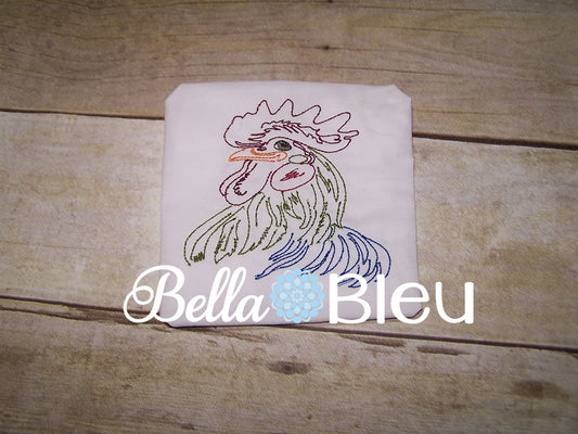 Rooster #6 Machine Embroidery Colorwork design