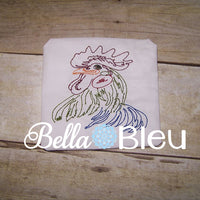 Rooster #6 Machine Embroidery Colorwork design