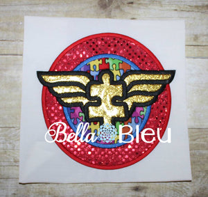 Super Hero Wonder Autism Machine Embroidery Applique Design Awareness