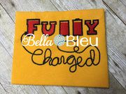 Geek Fully Charged Phone cord battery filled Embroidery design