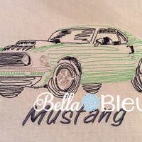 Mustang Muscle Car colorwork redwork machine embroidery quick stitch design
