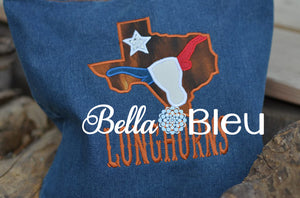 Lone Star State of Texas Mashup with Longhorn and Star Machine Embroidery design
