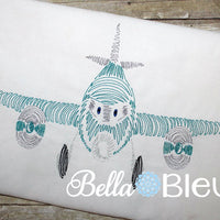 Redwork Colorwork Boys  Airplane Machine Embroidery Design