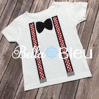 Clothing Add on's Suspenders and Bowtie Applique Machine Embroidery Design