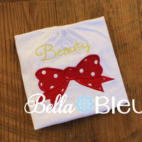 Beauty with a bow machine applique embroidery design