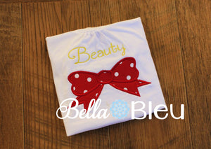 Beauty with a bow machine applique embroidery design