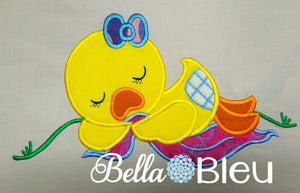 Beautiful Sleeping Baby Girl Duck Machine Applique Embroidery design