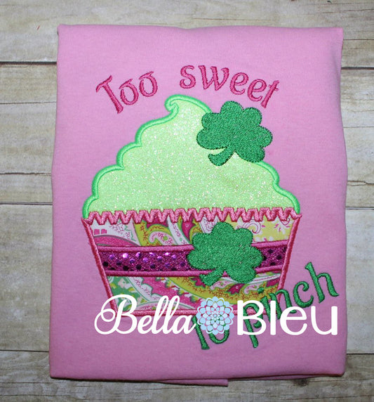 Saint Patrick's ST Patty's Day Shamrock Cupcake Machine Applique Embroidery design
