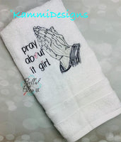 Pray About It Girl Religious Scribble