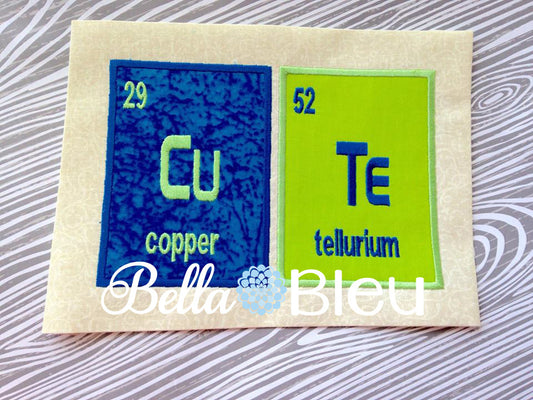 CU TE Cute Periodic Table Applique Machine Embroidery Design