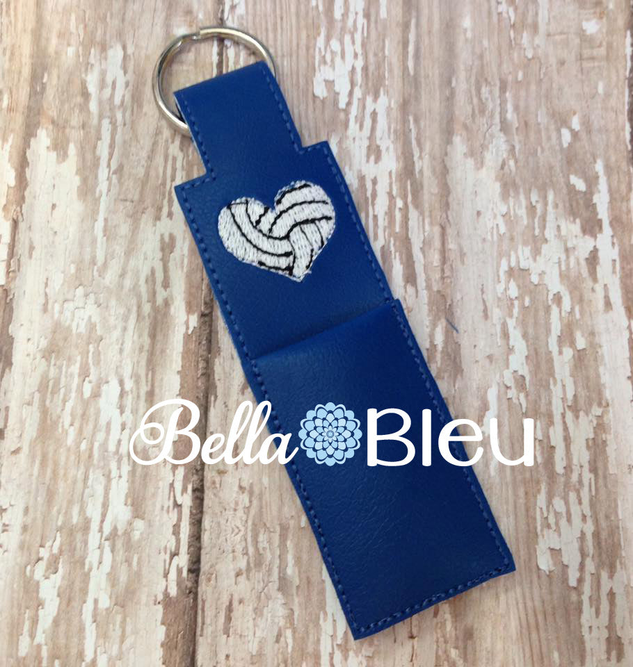 ITH in the hoop Volleyball chapstick key fob holder machine embroidery design