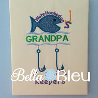 Hooked on Grandpa Fishing Hook Grandkids Machine Applique Embroidery Design Fathers Day