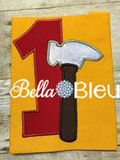 Baby's 1st Birthday Tool Time Hammer Number, Hammer Tool One Number Machine Applique Embroidery Design