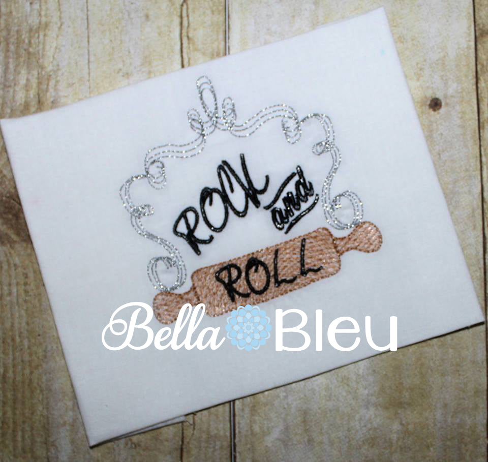 Rock and Roll Kitchen rolling pin sketchy machine embroidery design