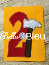 Baby's 2nd Birthday Tool Time Hammer Number, Hammer Tool 2 Second Two Number Machine Applique Embroidery Design