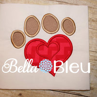 Dog Embroidery Design, Heart Embroidery Designs, Applique Design, Dog Heart Paw Print Machine Embroidery Design