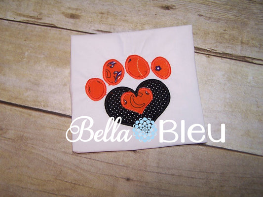 Dog Embroidery Design, Heart Embroidery Designs, Applique Design, Dog Heart Paw Print Machine Embroidery Design