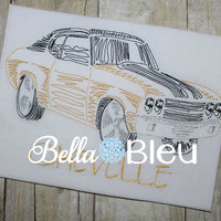 Redwork Colorwork Chevelle Muscle Car Fathers Day Machine Embroidery Design