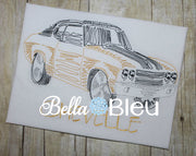 Redwork Colorwork Chevelle Muscle Car Fathers Day Machine Embroidery Design