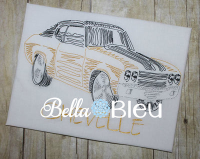 Redwork Colorwork Chevelle Muscle Car Fathers Day Machine Embroidery Design