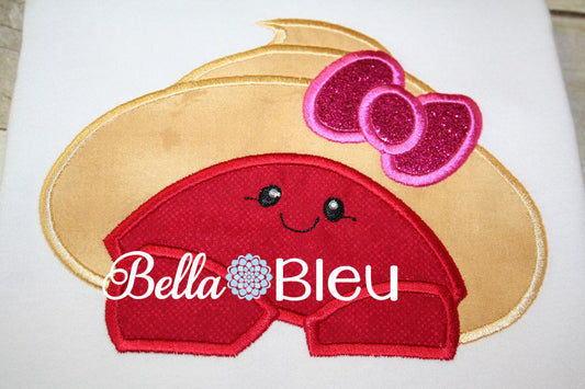 Hermit Crab Girl Hooded Towel Topper Bib Peeker Machine Applique Embroidery Design