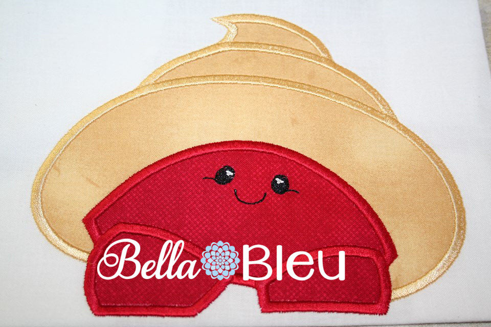 Hermit Crab Boy Hooded Towel or Bib Peeker Machine Applique Machine Embroidery Design