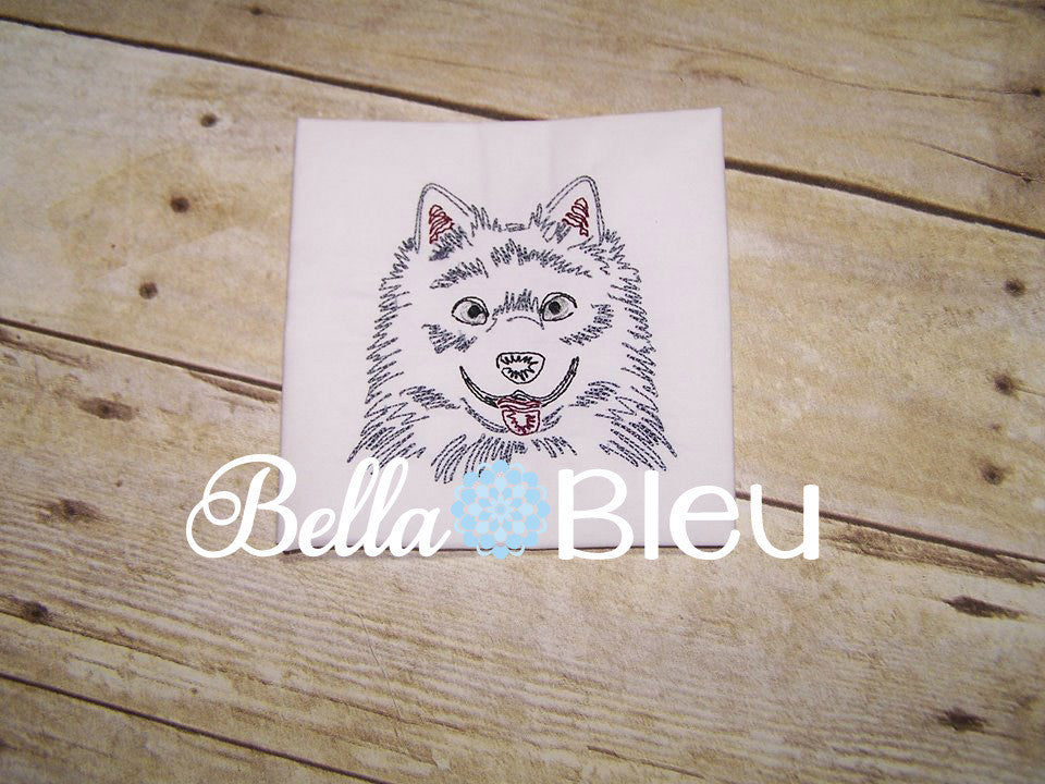Beautiful Alaskan Eskimo Dog Colorwork Embroidery Redwork design machine embroidery