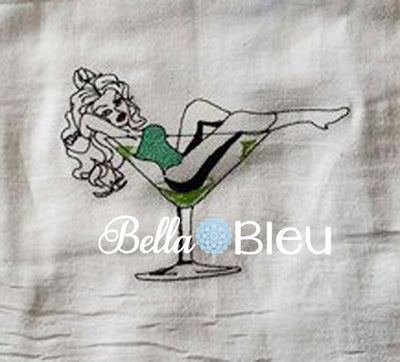 Rockabilly Vintage Embroidery design, Martini Alcohol Rockabilly Design, Machine Embroidery Design, Urban Embroidery Design, Alcohol design