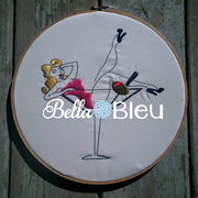 Rockabilly Redwork Colorwork Olive The Martini Girl Machine Embroidery Design