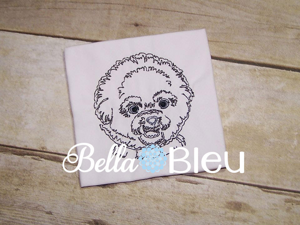 Bichon Dog Puppy  Machine Embroidery Designs redwork colorwork