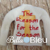 ITH In The Hoop Elf "The reason of the Season" Christmas Cross Sweater Shirt Machine Embroidery design