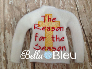 ITH In The Hoop Elf "The reason of the Season" Christmas Cross Sweater Shirt Machine Embroidery design