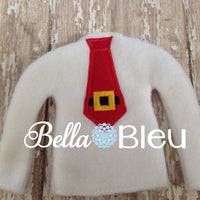 ITH In The Hoop Elf Santa Claus buckle Tie Sweater Shirt Christmas Machine Embroidery Design