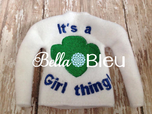 ITH In The Hoop Elf Girl Trefoil Scout Sweater Shirt Embroidery Design