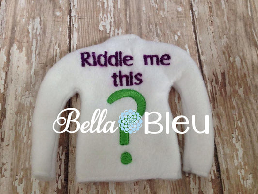 ITH In The Hoop Elf "Riddle Me This?" Inspired Joker Sweater Shirt Machine Embroidery Design